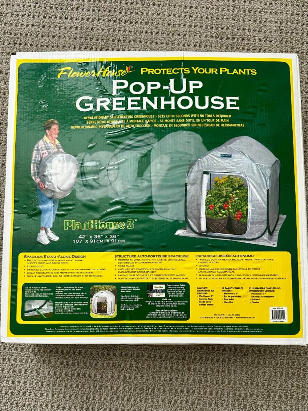 FlowerHouse PlantHouse 3 Pop-Up Greenhouse FHPH130 Portable Grow Tent 3x3x3.5'